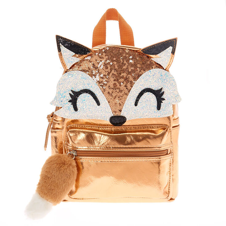 Farrah The Fox Metallic Backpack - Rose Gold | Claire's US