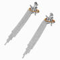 Mixed Metal Starburst Fringe Drop Earrings,