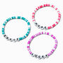 Claire&#39;s Club Inspirational Words Jewel Tone Heishi Bead Stretch Bracelets - 3 Pack,