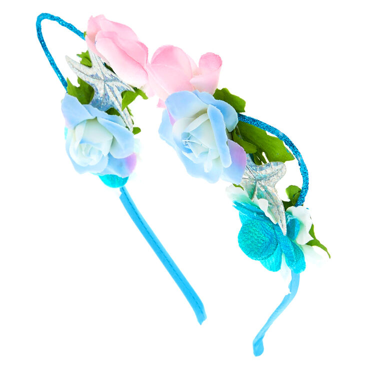Holographic Mermaid Cat Ears Flower Crown Headband Claire S Us