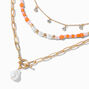 Pearl Toggle Coral Beaded Multi-Strand Necklace,