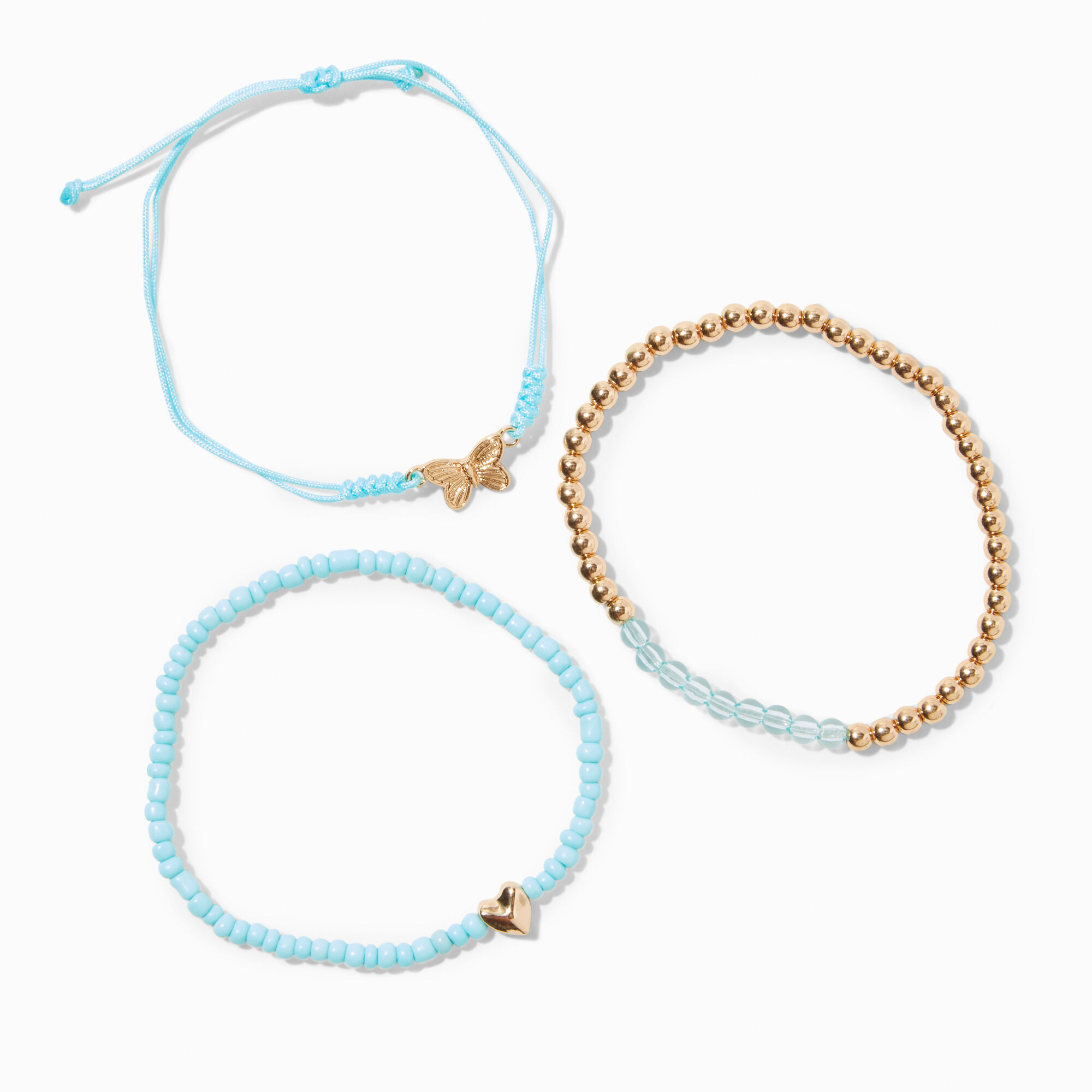 View Claires December Birthstone Beaded Stretch Bracelets 3 Pack Gold information