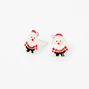 Clous d&#39;oreilles p&egrave;re No&euml;l &eacute;mail couleur argent&eacute;e,