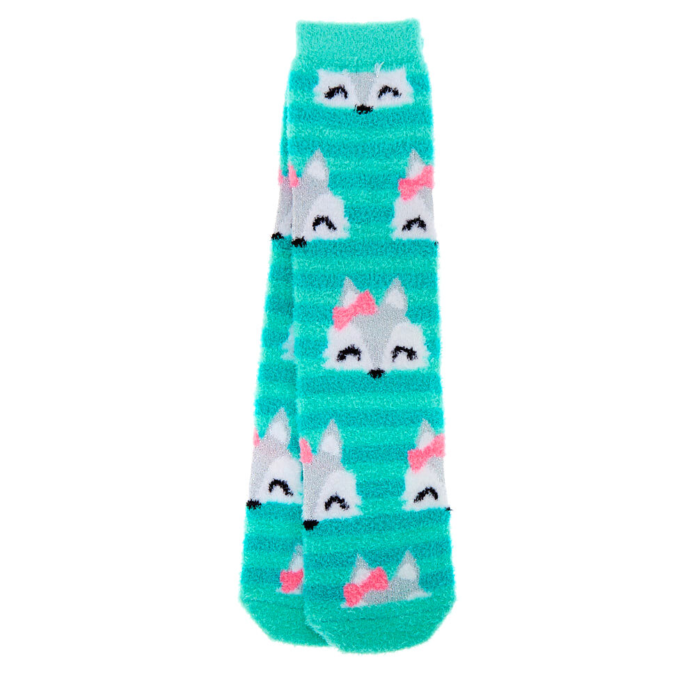 Trixie the Fox Fuzzy Crew Socks - Mint,
