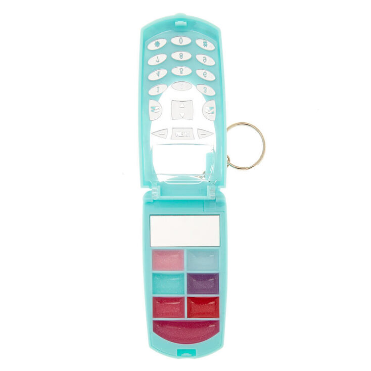 Claire's Lot de gloss dans un portable à clapet bling bling avec vermicelles multicolores - Vert menthe