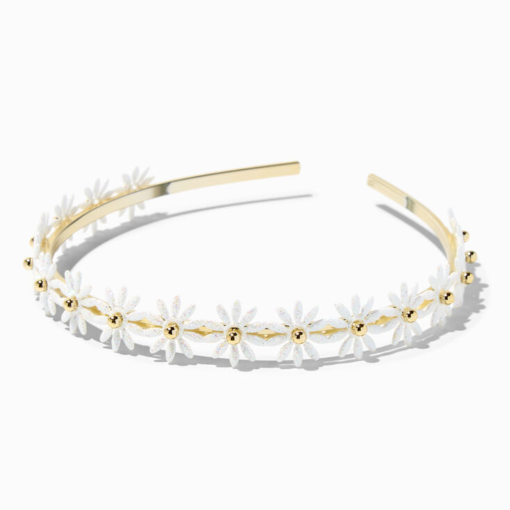 Claire&#39;s Club White Flower Metal Headband,