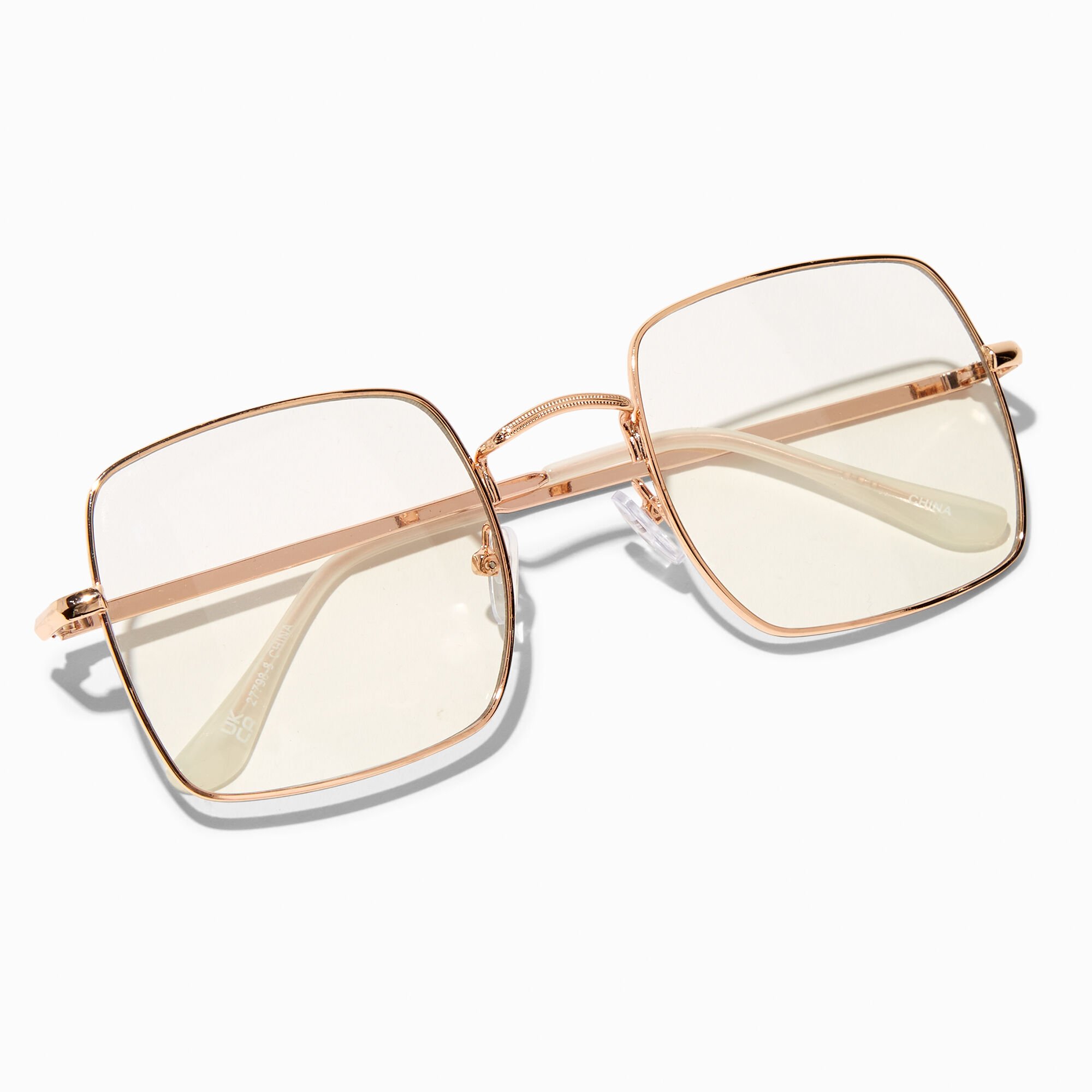 Gold Metal Rectangle Clear Lens Frames,