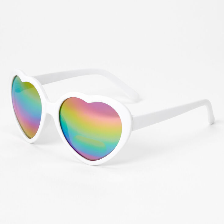 Claire&#39;s Club Rainbow Heart Sunglasses - White,
