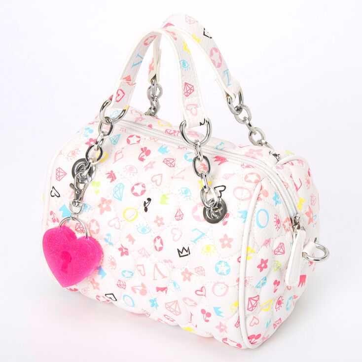 Claire's Sac à main imprimé signature matelassé - Blanc