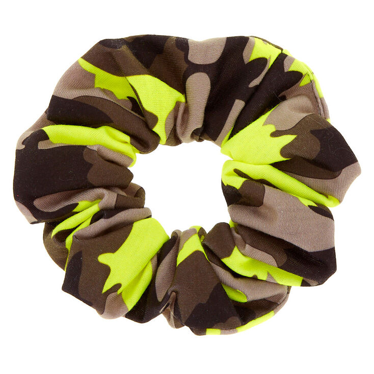 Claire's Chouchou imprimé camouflage vert fluo
