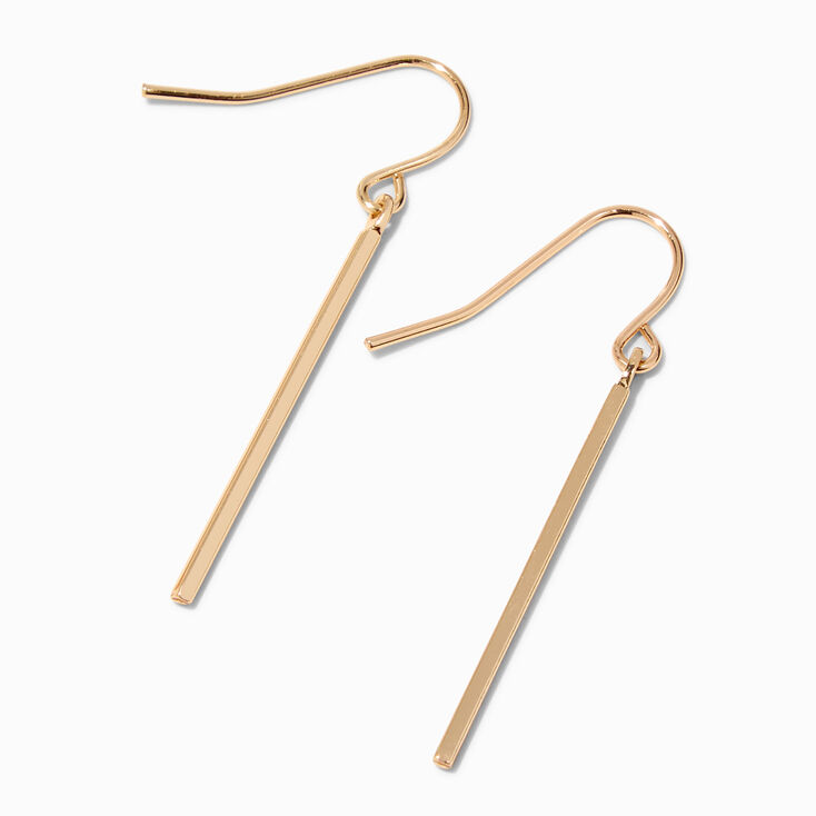 Gold-tone Bar 1&quot; Drop Earrings,
