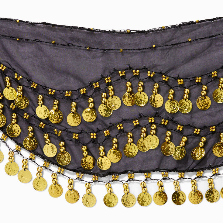 Fortune Teller Golden Coin Black Wrap Skirt,