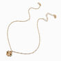 Gold-tone Twisted Chain Textured Clover Pendant Necklace,