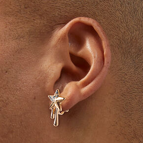 Clous d&#39;oreilles &agrave; clip &eacute;toile effet goutte strass couleur dor&eacute;e,