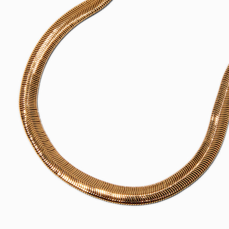 Gold-tone Thick Herringbone Chain Collar Necklace ,
