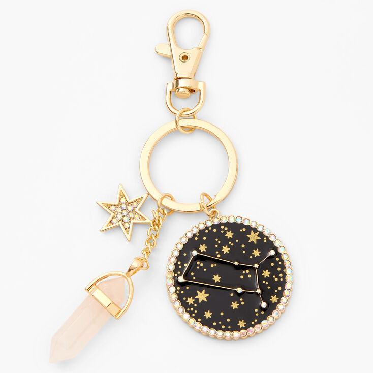 Gold Mystical Geml Zodiac Keyring - Gemini,