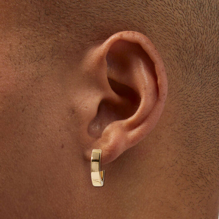 Gold-tone 15mm Flat Huggie Hoop Earrings,