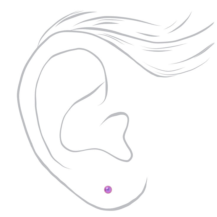 Titanium 3mm Purple Ball Studs Ear Piercing Kit with Ear Care Solution,