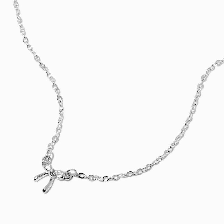 Silver-tone Mini Bow Pendant Necklace,
