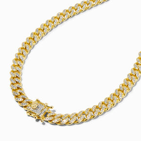 C LUXE by Claire&#39;s 18k Yellow Gold Plated Pav&eacute; Cubic Zirconia Cuban Chain Necklace,