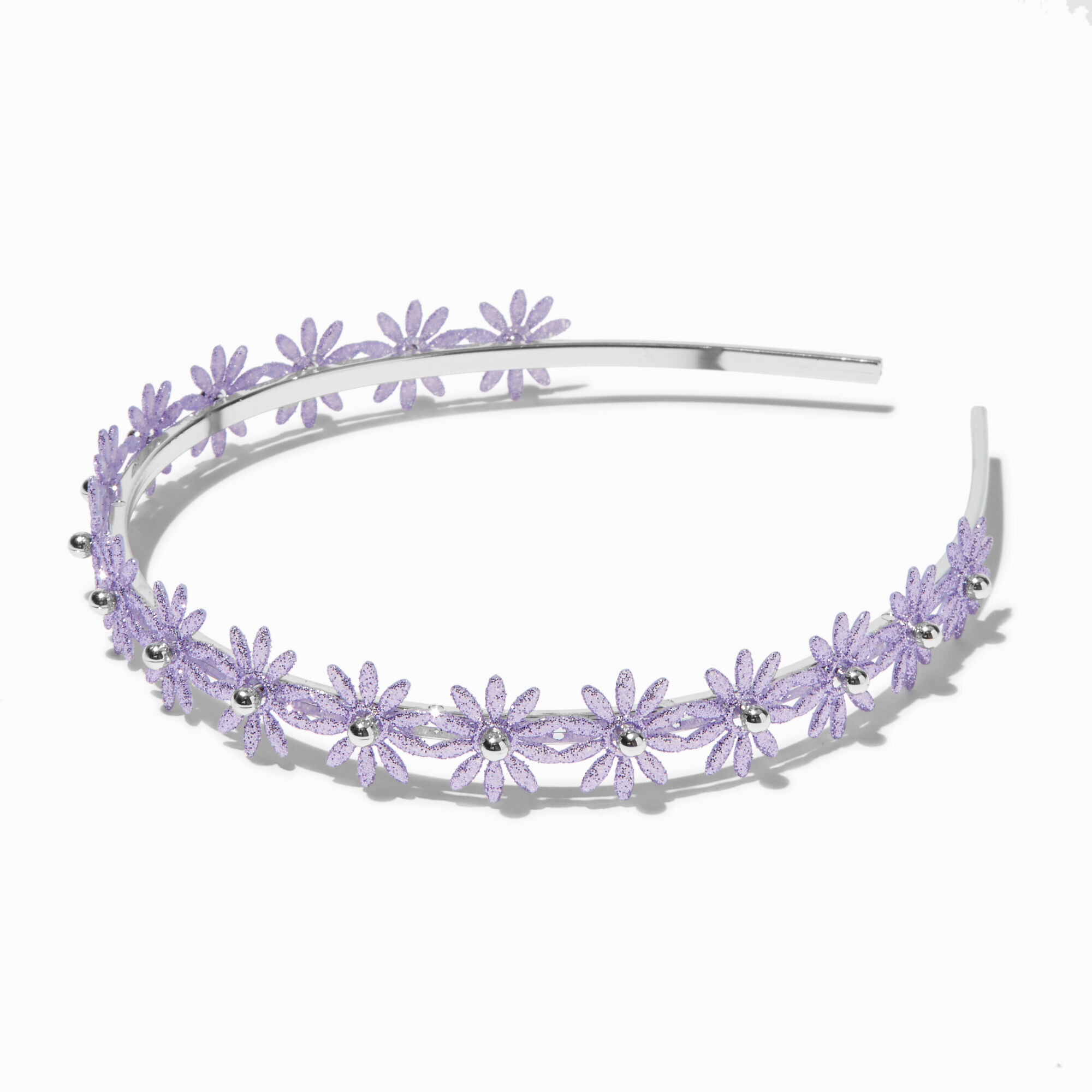 View Claires Club Light Flower Metal Headband Purple information