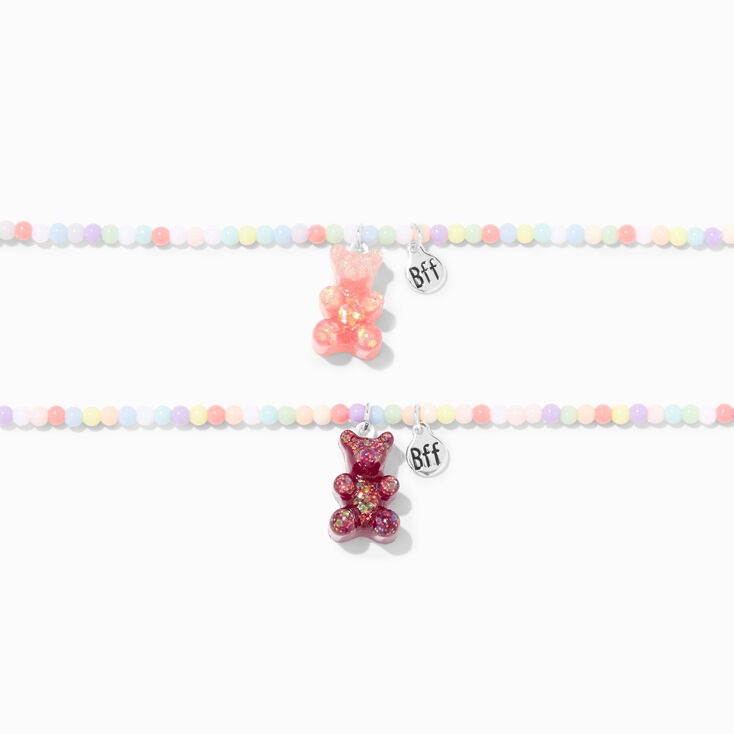 Best Friends UV Color-Changing Gummy Bear Beaded Choker Necklaces - 2 Pack,