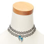 Best Friends Glitter Heart Tattoo Choker Necklaces - Blue, 2 Pack,