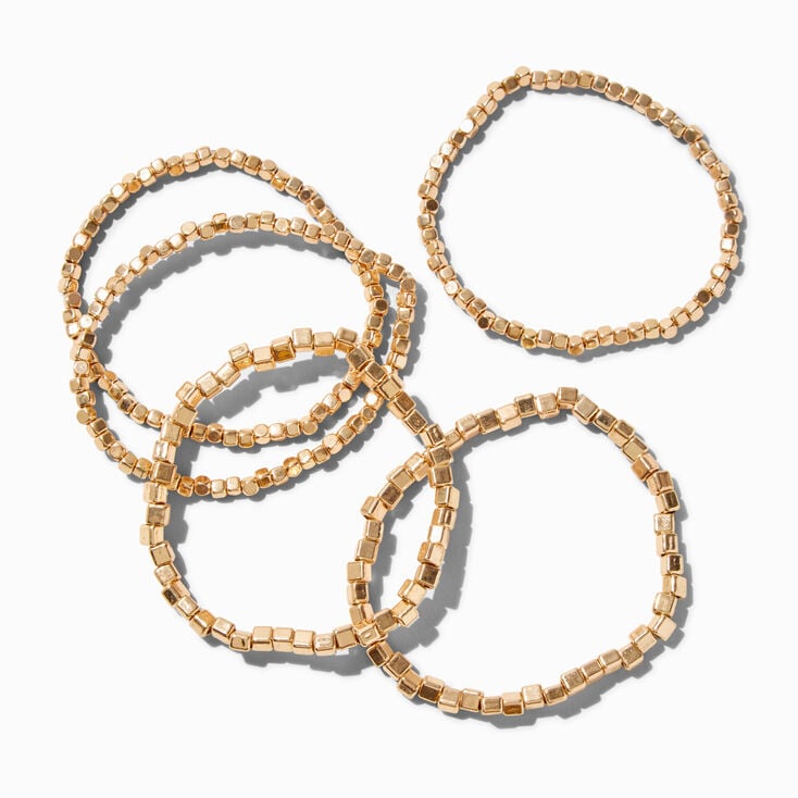 Gold-tone Square Stackable Bangle Bracelets - 5 Pack,
