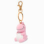 Porte-cl&eacute; en peluche dinosaure rose,