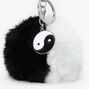 Black &amp; White Yin Yang Pom Pom Keychain,