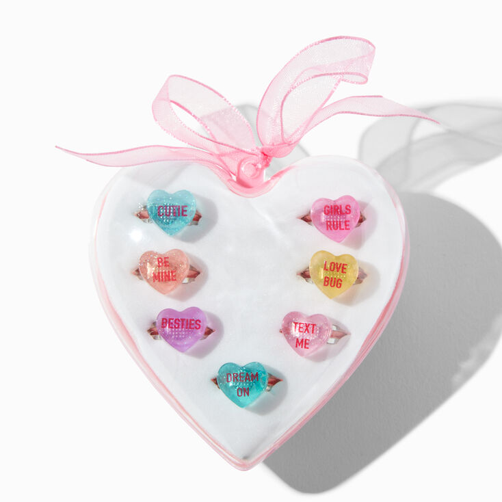 Conversation Heart Rings - 7 Pack,