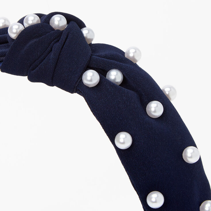 Pearl Knotted Headband - Navy,