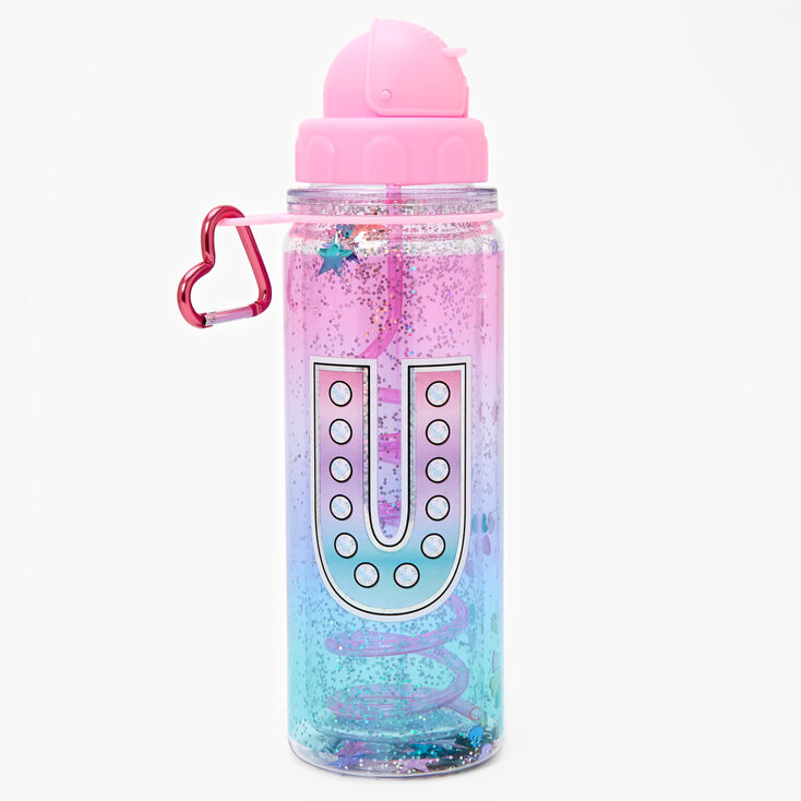 Initial Water Bottle - Pink, U,