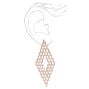 Rose Gold Diamond Shaped Crystal 2.5&quot; Drop Earrings,