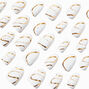 Gold Squiggle &amp; Pearl Short Almond Vegan Faux Nail Set - 24 Pack,