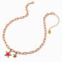 Hot Pink Star Paper Clip Chain Pendant Necklace,