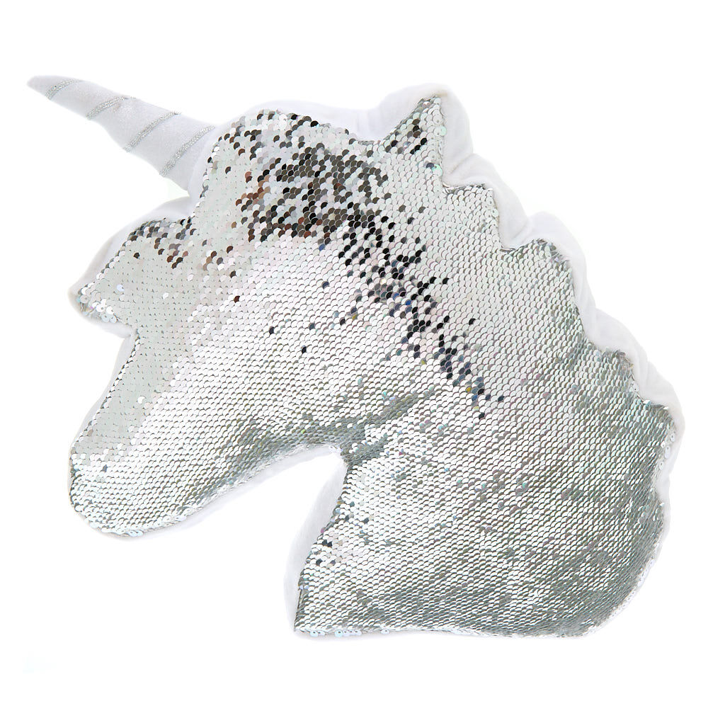 Reversible Sequin Unicorn Pillow White Claire s