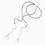 Silver-tone Beaded Dangle Black Cord Wrap Choker Necklace ,