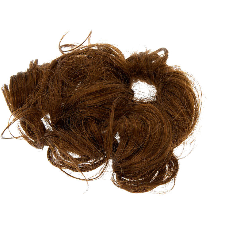 Curly Faux Hair Tie - Brown,