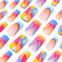 Neon Multicolored Glitter Long Square Vegan Faux Nail Set - 24 Pack,