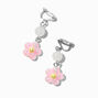 UV Color-Changing Pink Daisy Clip-On Drop Earrings,