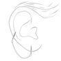 Silver Embellished Connector Chain Huggie Hoop Earrings,