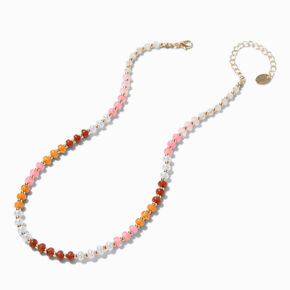 Collier perl&eacute; tons chauds couleur dor&eacute;e,