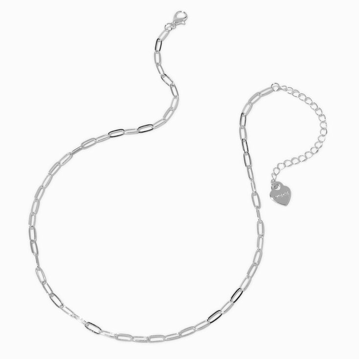 T H E M E x Claire&#39;s Silver-tone Paperclip Chain Necklace,