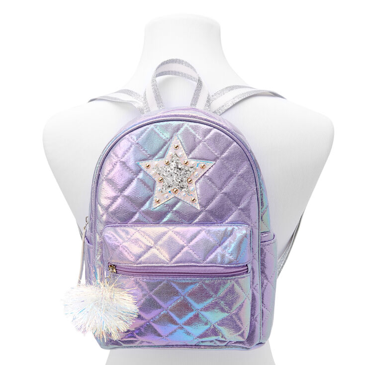 Quilted Star Small Backpack - Purple,