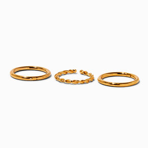 18k Gold Plated Titanium Braided &amp; Smooth 18G Nose Hoop Rings - 3 Pack,
