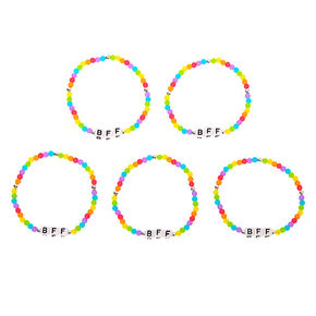 Rainbow Bead Stretch Friendship Bracelets - 5 Pack,