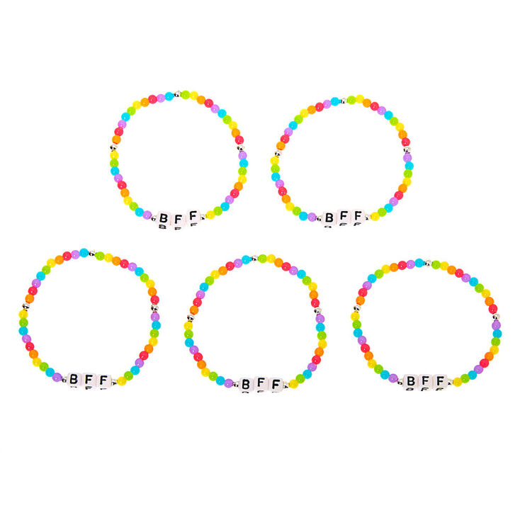 Rainbow Bead Stretch Friendship Bracelets - 5 Pack,