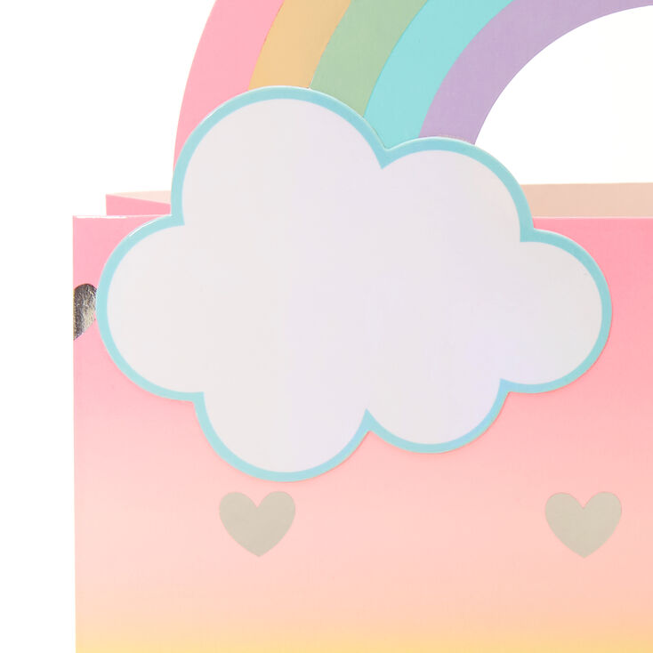 Sac cadeau de taille moyenne c&oelig;urs arc-en-ciel en 3D,