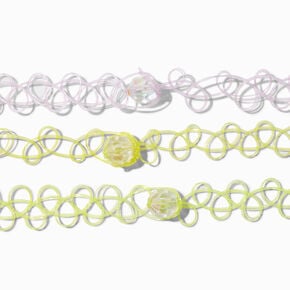 Claire&#39;s Club Pastel Glitter Critter Tattoo Choker Necklace Set - 3 Pack,